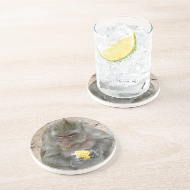 Det är min! .. Vild Thai Macaque Monkey Underlägg (Sidan)