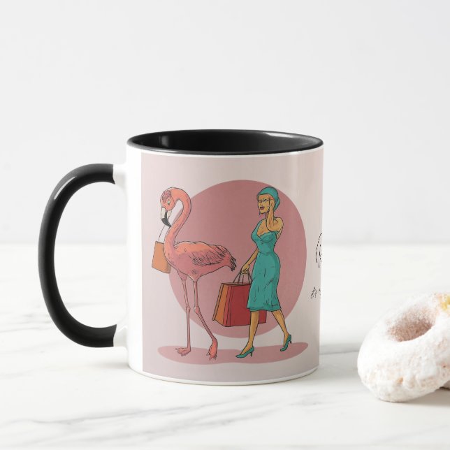 Det är mitt jobb att köpa Rosa Flamingo Mugg (Med munk)