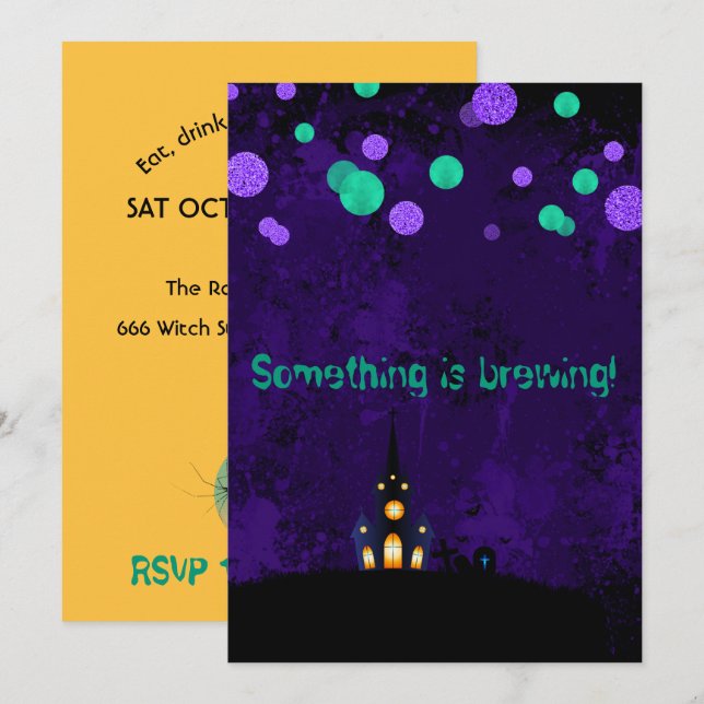 Det är något som blåser inbjudan till Halloween fe (Fram/baksida)