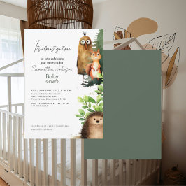 Det är nästan Go Time Woodland Animal Baby Shower Inbjudningar