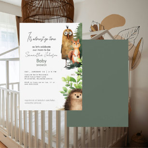 Det är nästan Go Time Woodland Animal Baby Shower Inbjudningar