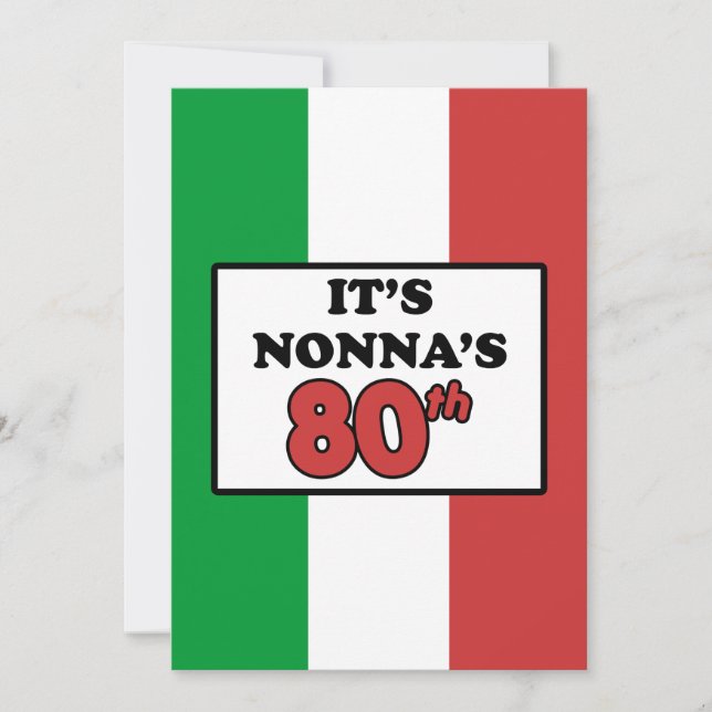 Det är Nonnas 80:e födelsedag i italienska Flagga  Inbjudningar (Framsida)