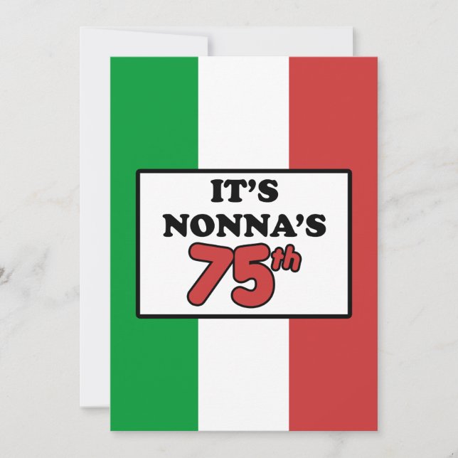 Det är Nonnas födelsedag i 75:e i italienska Flagg Inbjudningar (Framsida)