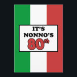 Det är Nonnos inbjudan för flagga för 80th<br><div class="desc">Det är Nonnos den 80th födelsedaginbjudan som presenterar färgerna av flagga av italien. Fira en italiensk farfar åttionde födelsedag! Denna grönt,  vit och röda inbjudan är perfekta att få alla i en partymood för deras favorit- italienska morfar. Underbar för ett 80th milstolpefamiljparty.</div>