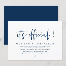 Det är officiell, Bröllop Elopement Middag och Par Inbjudningar