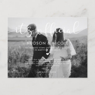 Det är Officiell Elopement Bröllop Photo Meddelande Vykort