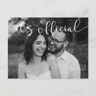 Det är Officiell Elopement Photo Bröllop Meddelande Vykort