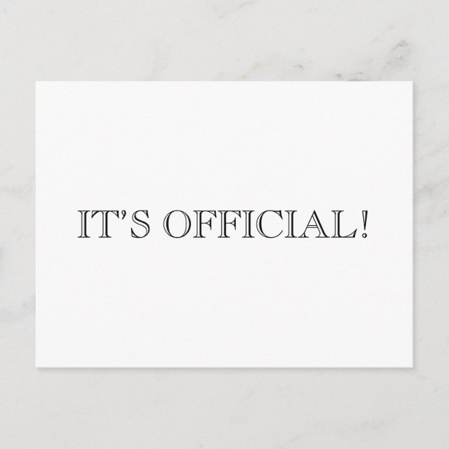 Det är Officiell! Modern östlig kungörelse i Bröll Meddelande Vykort (Framsida)