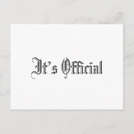 Det är officiellt Enkel gotisk bröllop Meddelande Vykort