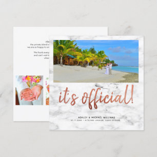 Det är officiellt Koppar 4 Foto Fyrkantig Marmor B Inbjudningar