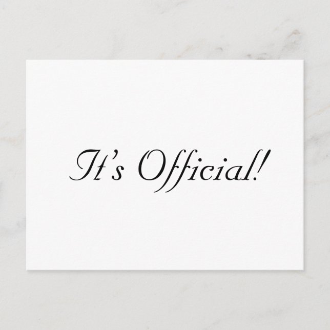 Det är officiellt! Rustik enkel bröllopsannons Meddelande Vykort (Framsida)