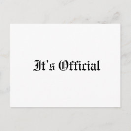 Det är officiellt Rustik gotisk bröllop Meddelande Vykort