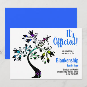 Det är officiellt vi väntar Blommande Träd Blå Meddelande