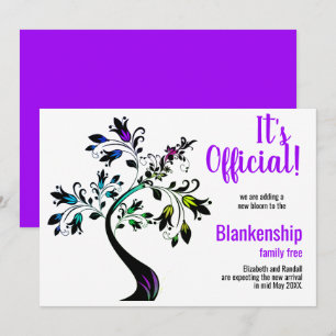 Det är officiellt vi väntar blommig träd purpur meddelande
