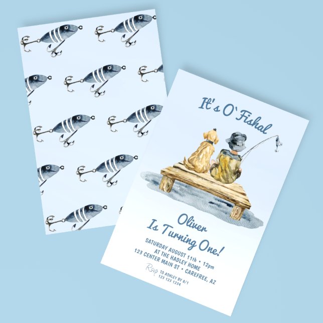 Det är O'fishal Fiskeböjdens 1-årsdag Inbjudningar (Skapare uppladdad)