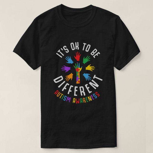 Det är ok att vara annorlunda, Autism Acceptans T Shirt (Design framsida)