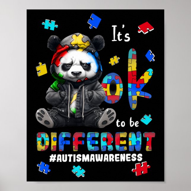 Det är ok att vara annorlunda Autism Panda  Poster (Framsidan)