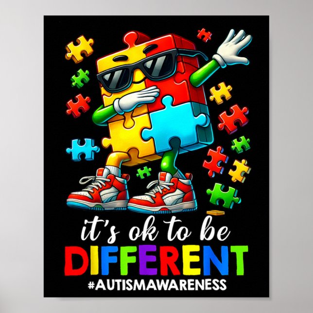 Det är ok att vara annorlunda Dabbing Pussel Autis Poster (Framsidan)