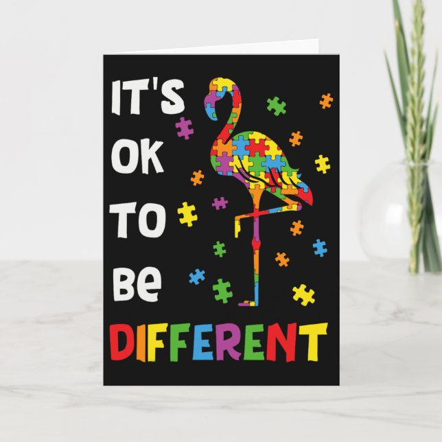 Det är ok att vara annorlunda Flamingo Autism Acce Kort (Framsida)