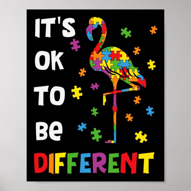 Det är ok att vara annorlunda Flamingo Autism Acce Poster (Framsidan)
