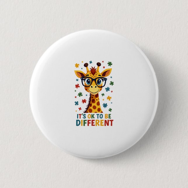 Det är ok att vara annorlunda Giraff Autism Accept Knapp (Framsida)
