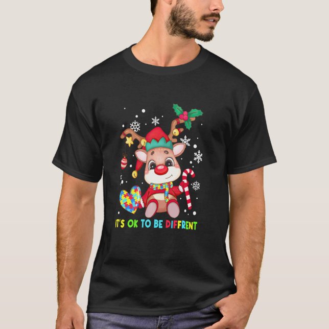 Det är Ok att Vara Annorlunda Ren Autism Acceptans T Shirt (Framsida)