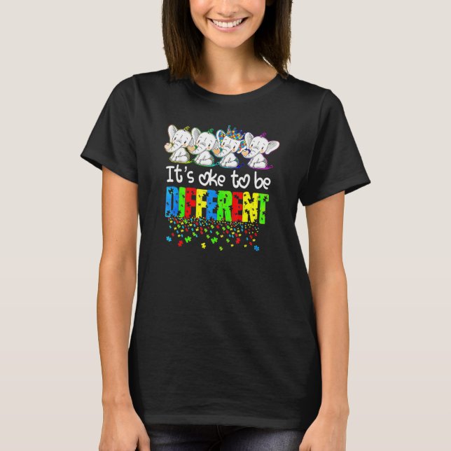 Det är Oke Autism Awareness Mor Cute Elephant Dif T Shirt (Framsida)