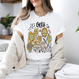 Det är okej att Boho Blommig T-Shirt