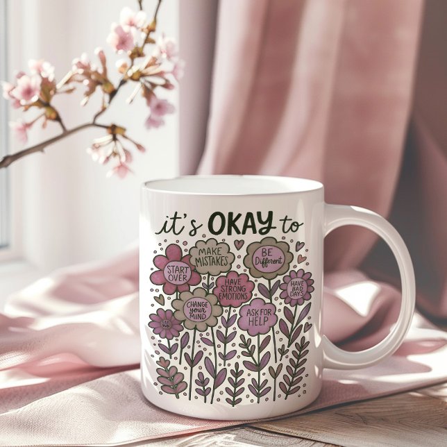 Det är okej att Boho Blommigt Kaffemugg (Skapare uppladdad)