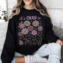 Det är okej att Boho Blommigt T Shirt