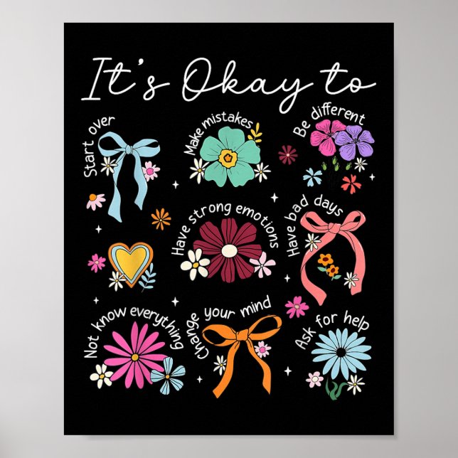 Det är okej att börja över Coquette Blommigt Menta Poster (Framsidan)