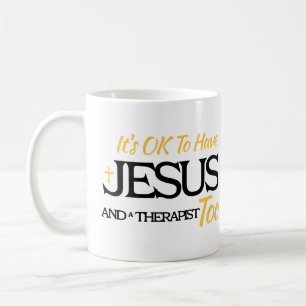 Det är okej att ha Jesus och en terapeut också Kaffemugg
