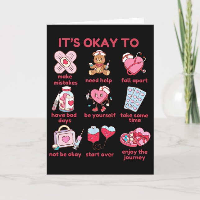 Det är okej att inte valentinera psykiska problem  kort (Framsida)