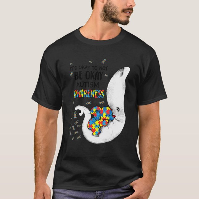 Det är okej att inte vara Autism Awareness Elephan T Shirt (Framsida)