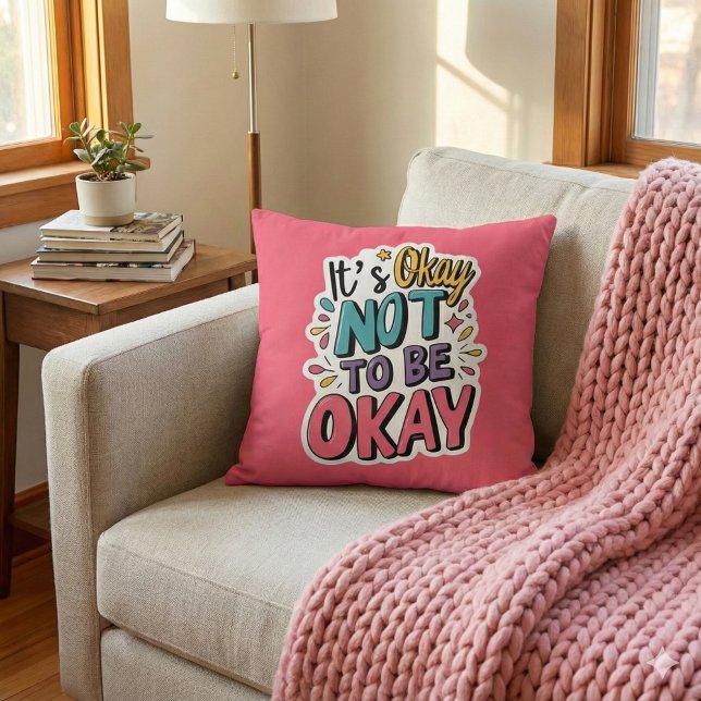 Det är okej att inte vara okej. kudde (Show love and understanding with this colorful, "It's okay not to be okay" pillow! )