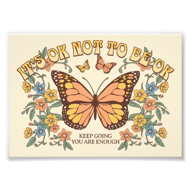 Det är okej att inte vara okej, mentala hälsofrågo fototryck (Framsidan)