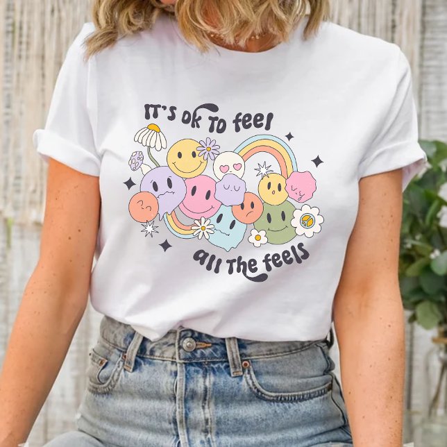 Det är okej att känna sig positiv t shirt (Embrace every emotion with confidence. It's okay to feel all the feels! 💛 #PositivityVibes)