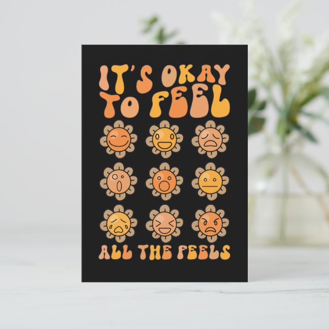 Det är okej att känna sig som psykisk hälsa tack kort (Stående Fram)