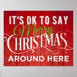 Det är okej att säga God jul här. Signera Poster
