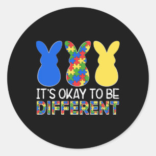 Det är okej att vara annorlunda Autism Awareness P Runt Klistermärke