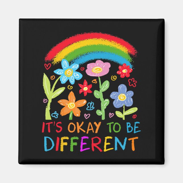 Det är okej att vara annorlunda Autism Rainbow Boh Magnet (Framsidan)
