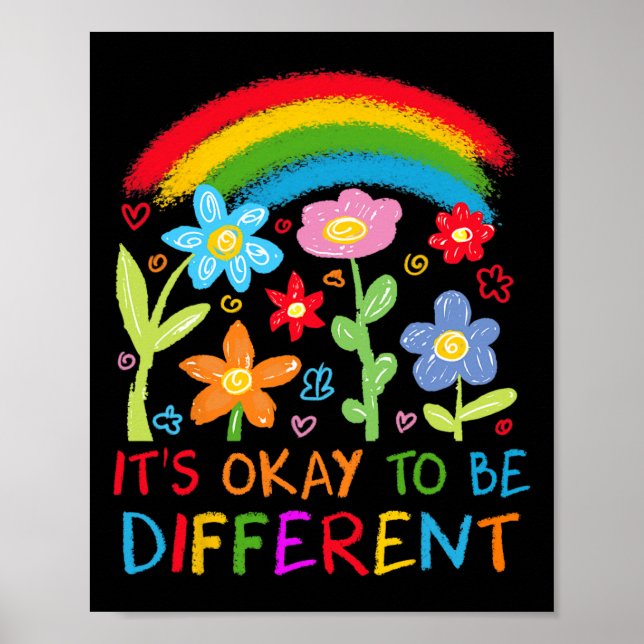 Det är okej att vara annorlunda Autism Rainbow Boh Poster (Framsidan)