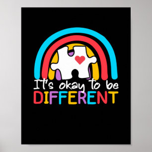 Det är okej att vara annorlunda autismmedvetenhet poster