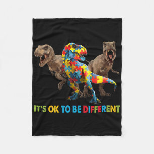 Det är okej att vara annorlunda dosinosaur Autism Fleecefilt