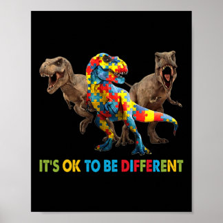 Det är okej att vara annorlunda dosinosaur Autism Poster