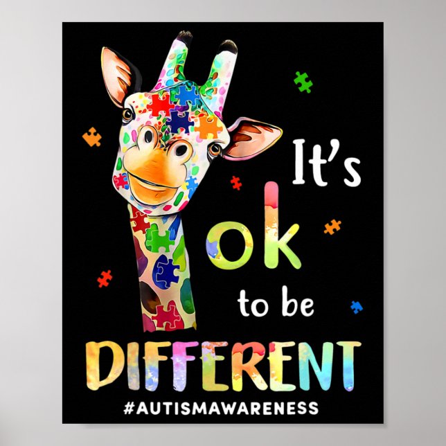 Det är okej att vara annorlunda Giraffe Puzzle Aut Poster (Framsidan)