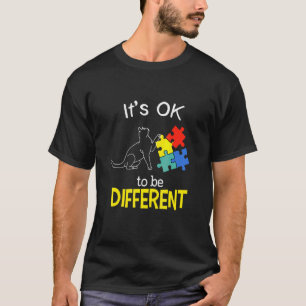 Det är okej att vara en annan Cat Puzzle Cute Auti T Shirt