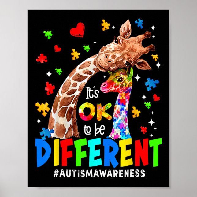 Det är okej att vara en annan lyraffe Autism Aware Poster (Framsidan)