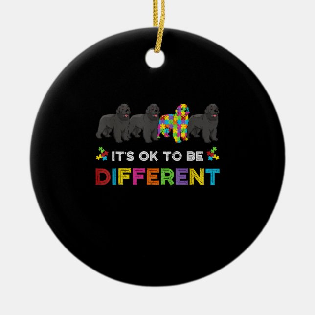 Det är okej att vara en annan Newfoundland Autism  Julgransprydnad Keramik (Framsidan)