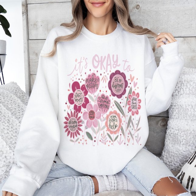Det är okej Boho Blommig Tröja (Skapare uppladdad)